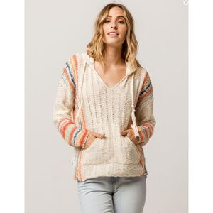 RIP CURL Sedona Cream Hooded Knit Sweater Womens Sz S Cozy Casual (No Strings)